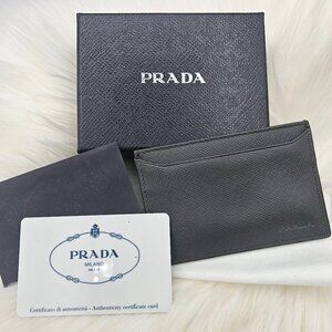 Prada Grey Saffiano Card Wallet